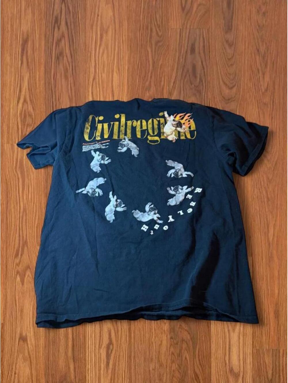Civil Regime Broken Birds Graphic T-Shirt Mens Size Large Black Y2K Streetwear